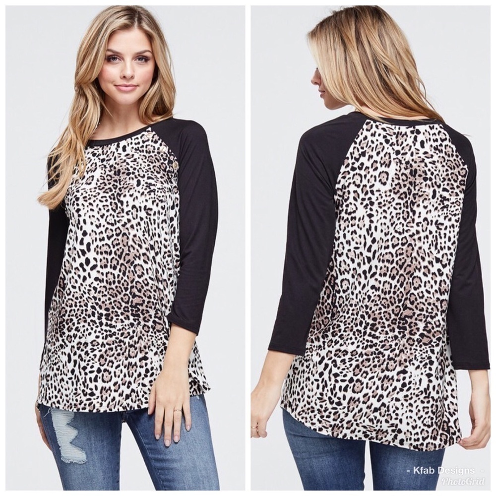 Cheetah Raglan Sleeve Tunic - Picture 4 of 4